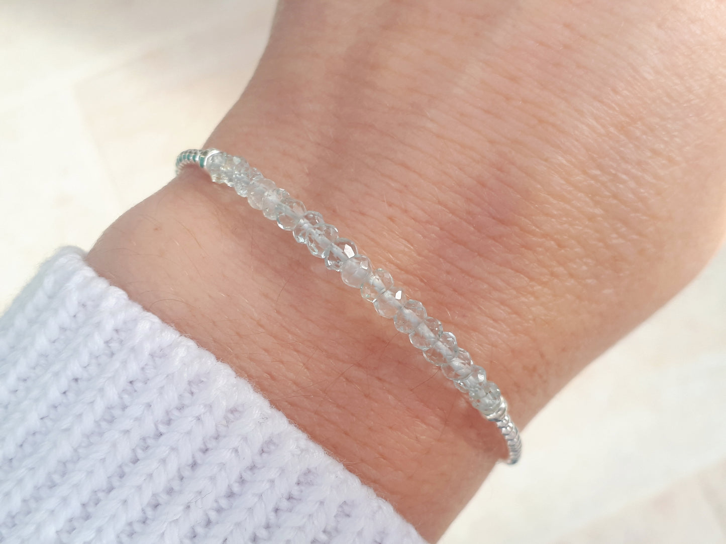 Aquamarine bracelet in sterling silver.