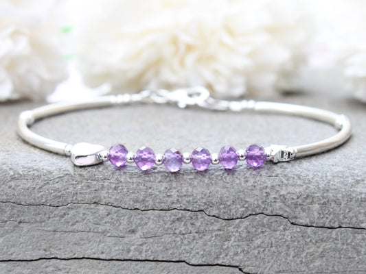 Amethyst crystal bracelet in sterling silver.