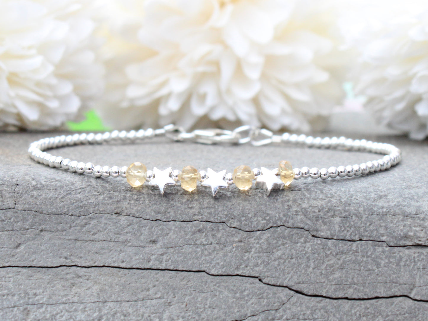 Star bracelet with citrine gemstones.