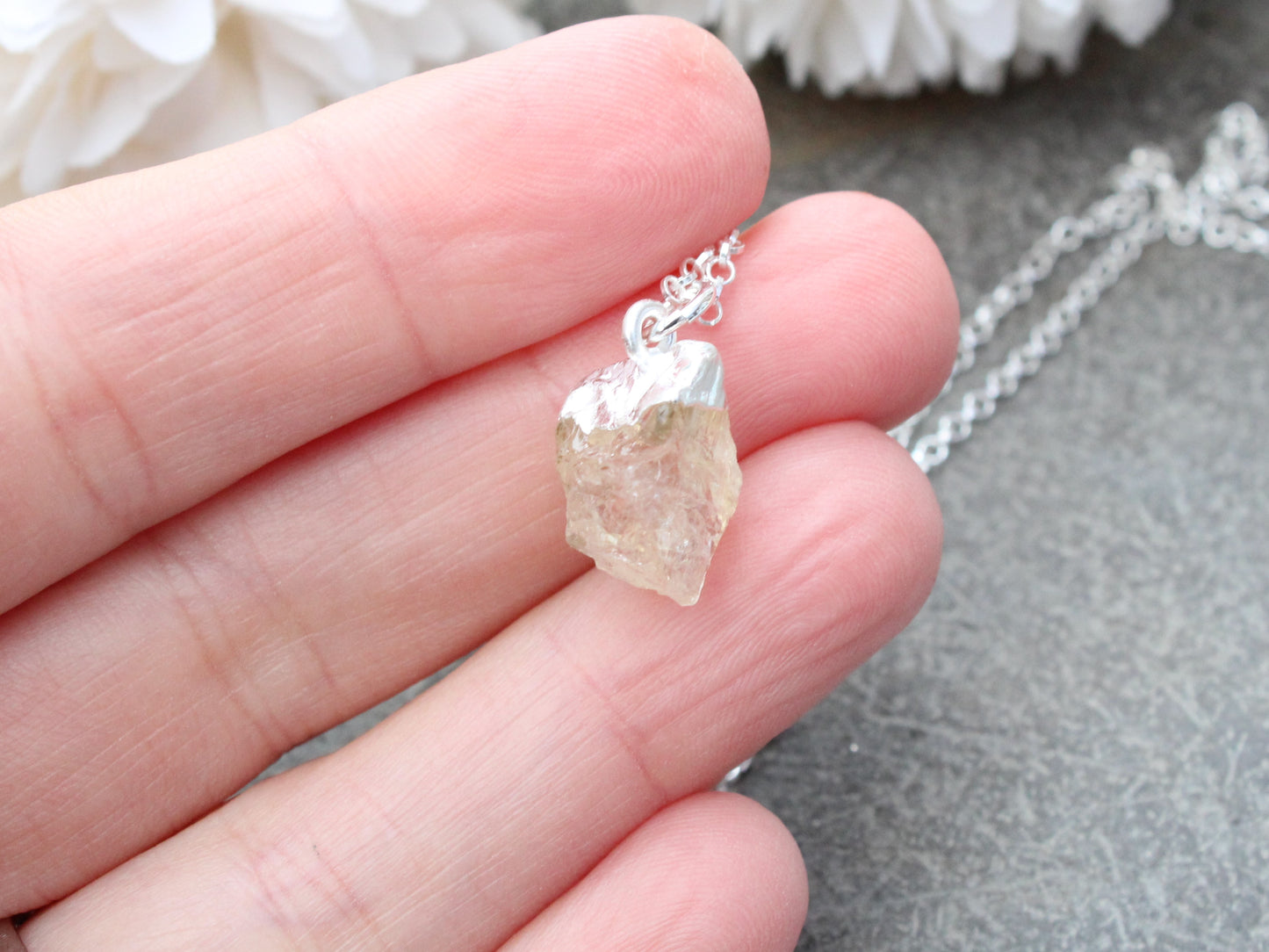 November birthstone necklace. Raw citrine necklace.