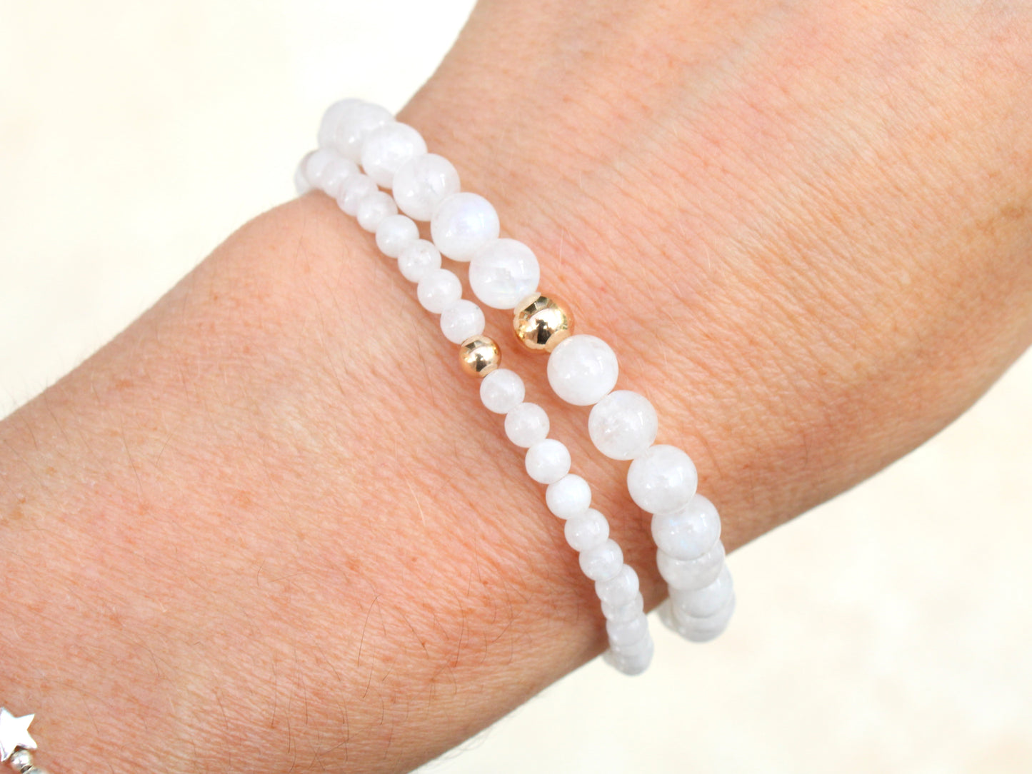 Moonstone stretch bracelet.