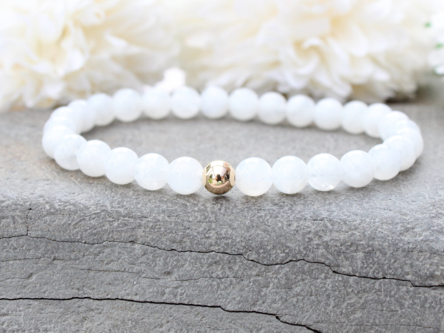 Moonstone stretch bracelet.