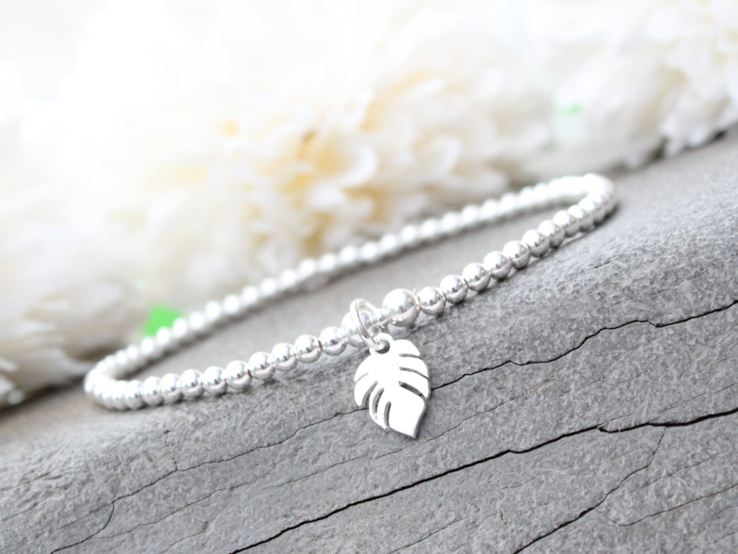 Monstera leaf charm bracelet.